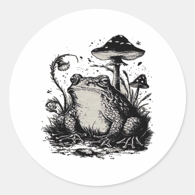 Goblincore Frog Minimal Classic Design Round Sticker (Front)