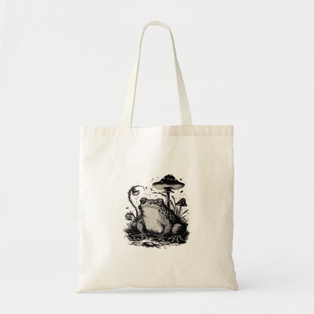 Goblincore Frog Minimal Classic Design Tote Bag (Front)
