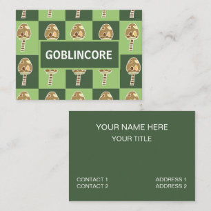 Goblincore Mushroom Green Chequered Goblincore Business Card