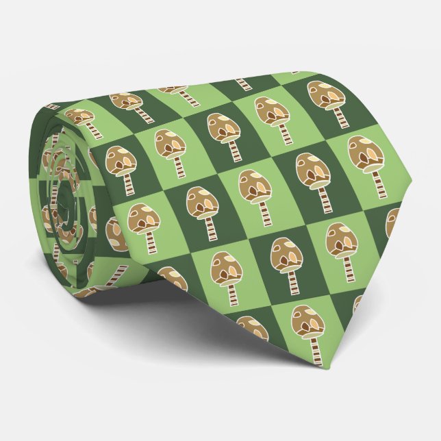 Goblincore Mushroom Green Chequered Goblincore Tie (Rolled)