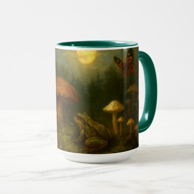 Goblincore Mushrooms, Snails & Frog In Moonlight Mug (Front Right)