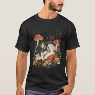 Goblincore Siberian Husky Dog Mushroom Cottagecore T-Shirt
