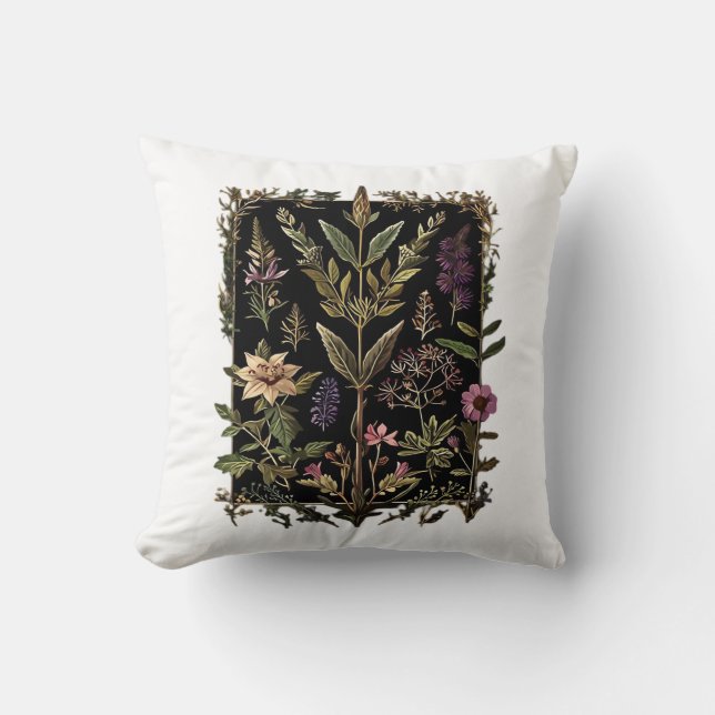 Goblincore Victorian Witch Herbs Classic Cushion (Front)