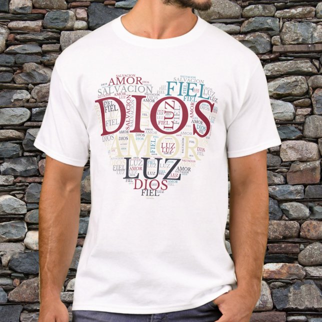 God And Faith Heart Men's Christian Spanish T-Shirt (Creator Uploaded)