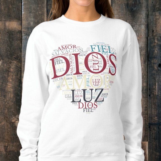 God And Faith Heart Women's Christian Spanish Sweatshirt (Creator Uploaded)