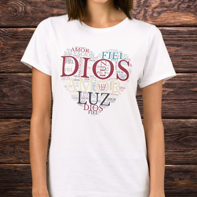 God And Faith Heart Women's Christian Spanish T-Shirt (Creator Uploaded)