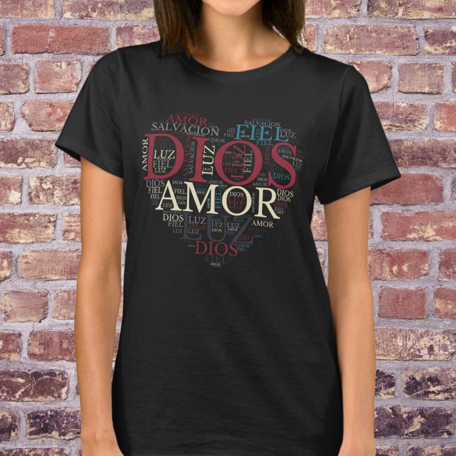 God And Faith Heart Women's Christian Spanish T-Shirt (Creator Uploaded)