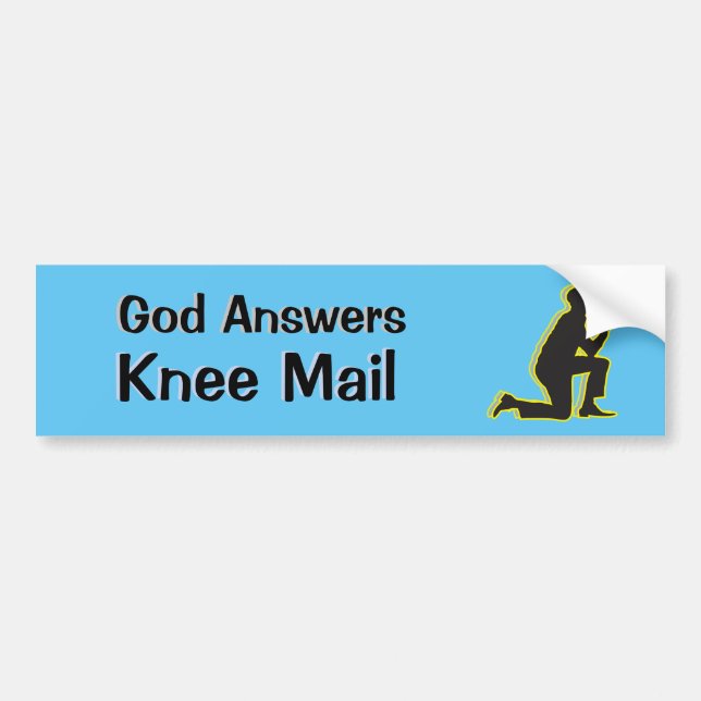 God Answers Email AA Knee Mail Alcohol Addiction Bumper Sticker (Front)