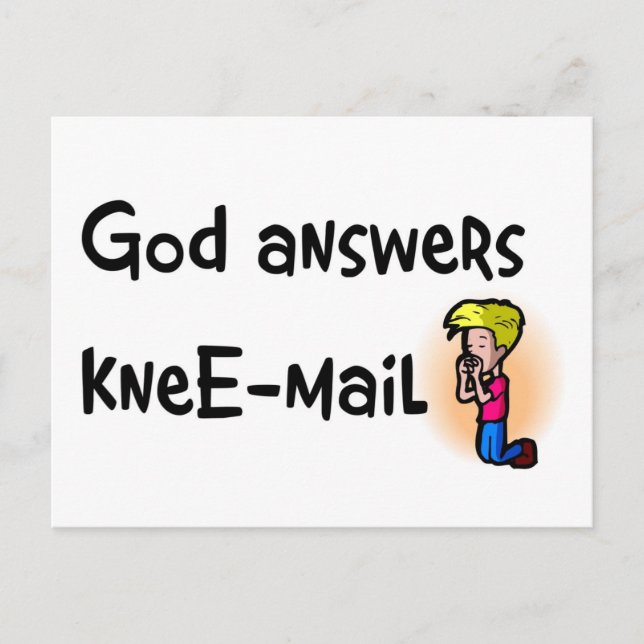God answers kneE-mail christian gift Postcard (Front)