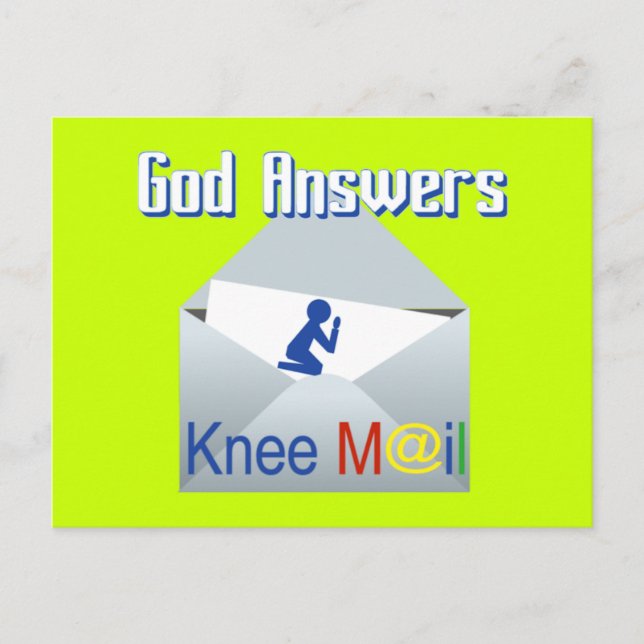 God Answers Knee Mail Gift Postcard (Front)