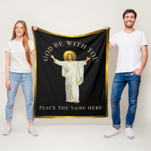 "GOD BE WITH YOU" Personalised Gift Comforting Fleece Blanket