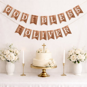 God Bless 6 Letters Copper Baptism First Communion Bunting