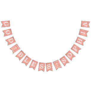 God Bless 6 Letters Rose Gold Baptism Communion Bunting