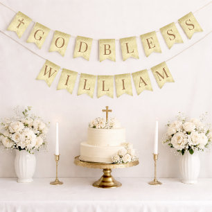 God Bless 7 Letters Brown Parchment Confirmation Bunting