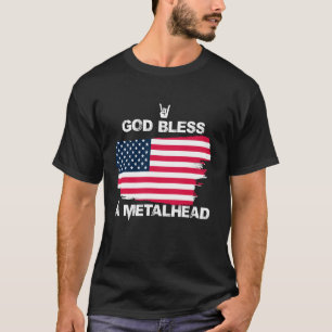 God Bless A Metalhead Funny American Flag Rock Mu T-Shirt