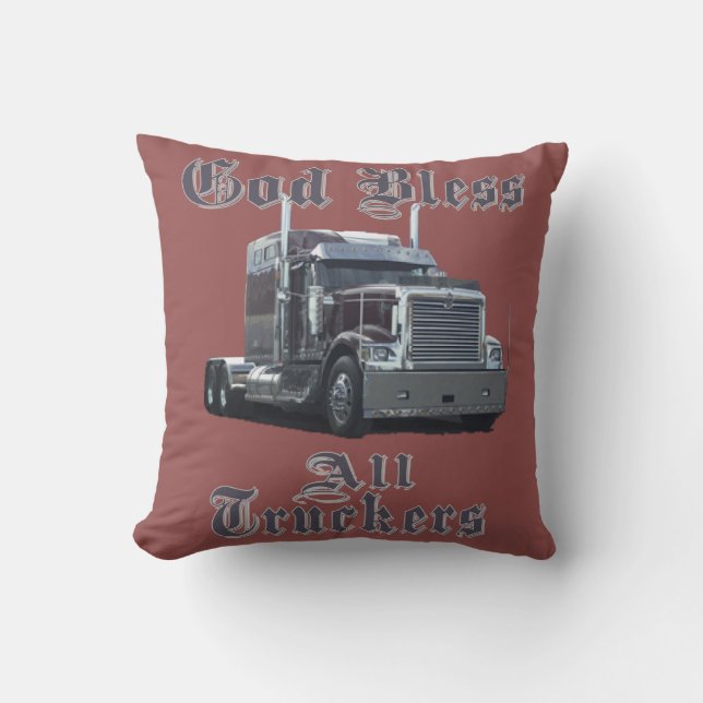 God Bless All Truckers Cushion (Front)