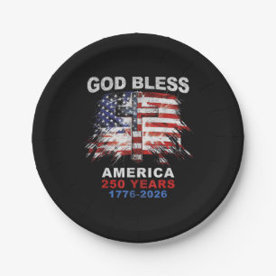 God Bless America 250 Years 1776-2026 Christian Cr Paper Plate