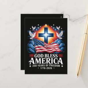 God Bless America 250 Years 1776-2026 Holiday Postcard
