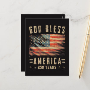 God Bless America 250 Years 1776-2026 Holiday Postcard