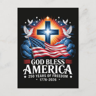 God Bless America 250 Years 1776-2026 Invitation Postcard