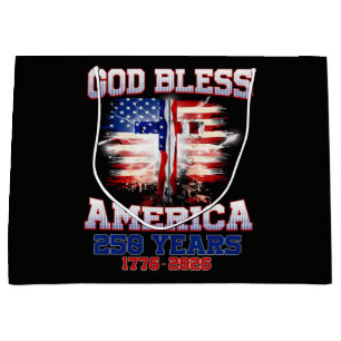 God Bless America 250 Years 1776 2026 Large Gift Bag