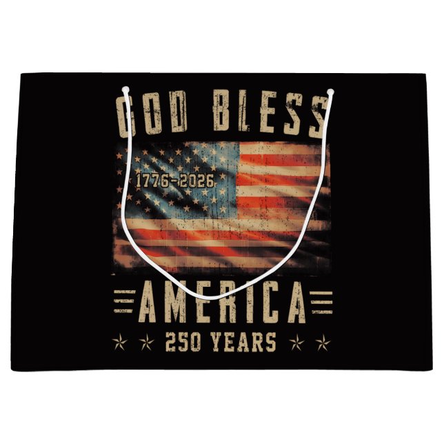 God Bless America 250 Years 1776-2026 Large Gift Bag (Front)