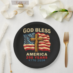 God Bless America 250 Years 1776-2026 Paper Plate