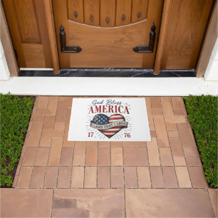 God Bless America 250th Patriotic Heart Flag Doormat