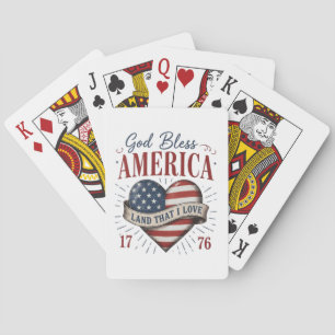God Bless America 250th Patriotic Heart Flag Playing Cards