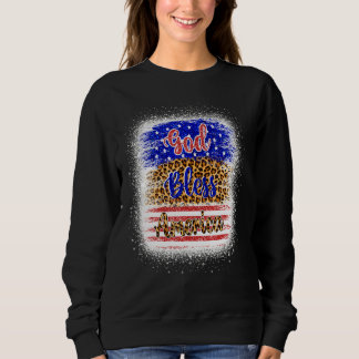 God Bless America 4th Of July Leopard American Fla Sweatshirt