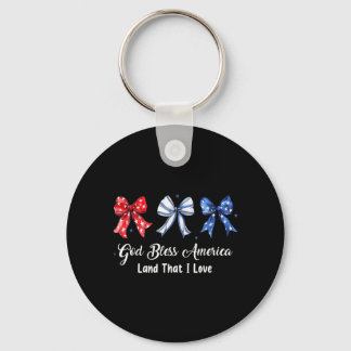 God Bless America 4th Of July Patriotic Bow Key Ring
