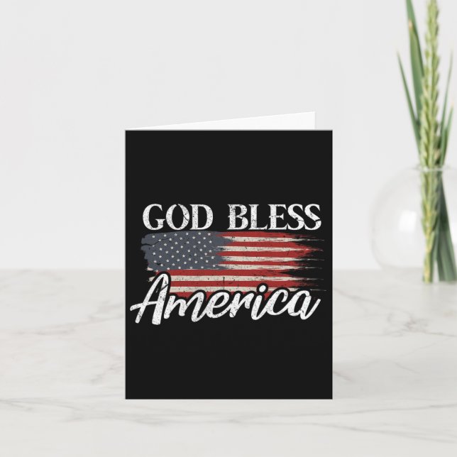 God Bless America 4th Of July Patriotic Usa  Card (Front)
