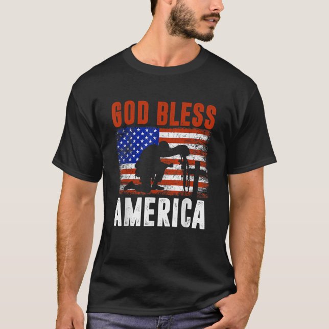 God Bless America 4th of July USA Flag Patriotic C T-Shirt (Front)