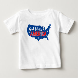 God Bless America 4th of July with America Map T-S Baby T-Shirt