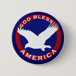 God Bless America 6 Cm Round Badge