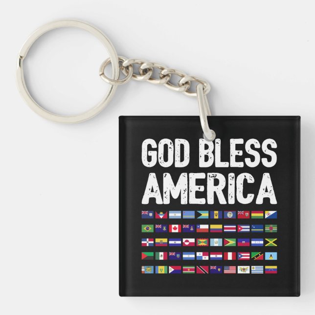 God Bless America All Countries Latino Pride I Key Ring (Front)