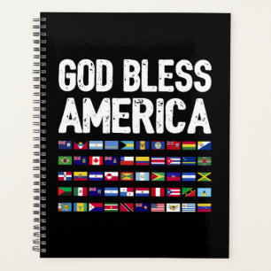 God Bless America All Countries Latino Pride I Planner