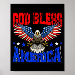 God bless america american eagle flag 4th july poster