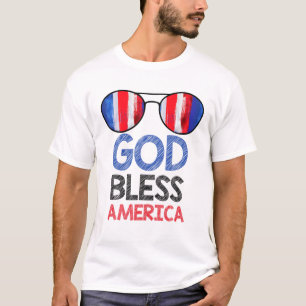 God Bless America American Flag And Sunglasses T-Shirt