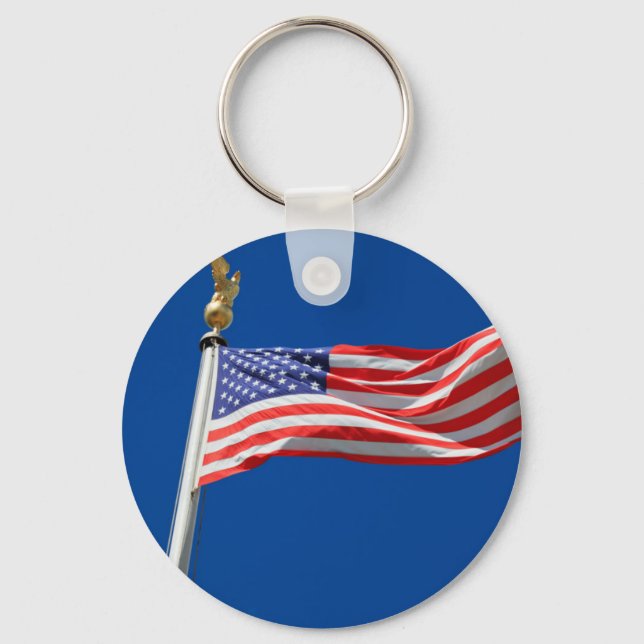 God Bless America, American Flag, Patriot Support Key Ring (Front)