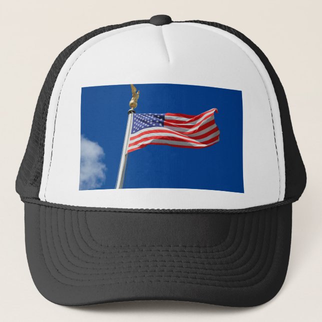 God Bless America, American Flag, Patriot Support Trucker Hat (Front)