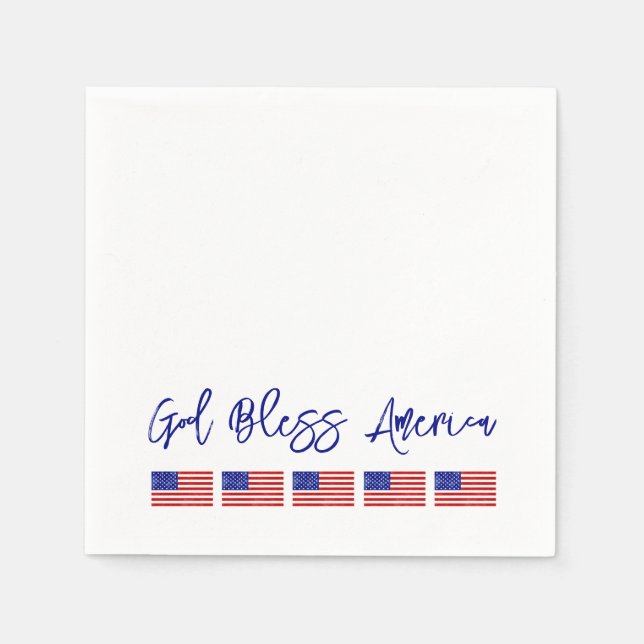 God Bless America American Flag Patriotic Napkin (Front)