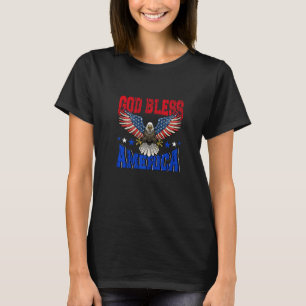 God Bless America American US Eagle Flag 4th July T-Shirt