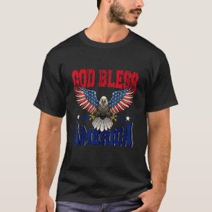 God Bless America American US Eagle Flag 4th July  T-Shirt