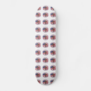 God Bless America and Cross With USA Flag 50 Stars Skateboard