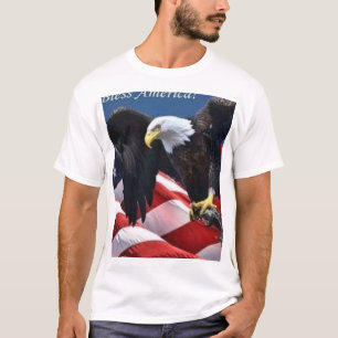 God Bless America Bald Eagle & US Flag Patriotic T-Shirt