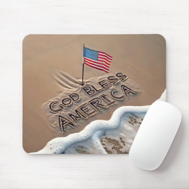 God Bless America Beach Sign Mouse Pad (With Mouse)