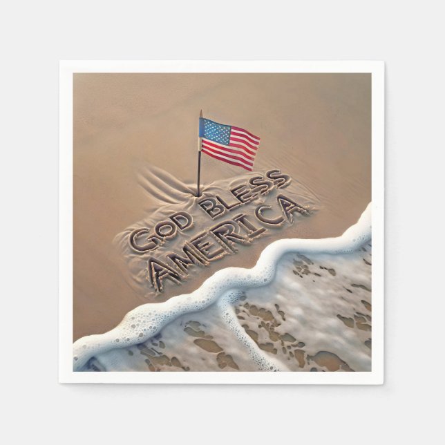 God Bless America Beach Sign Napkin (Front)