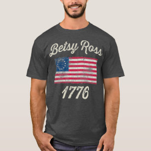 God Bless America Betsy Ross Flag 1776 Vintage T-Shirt
