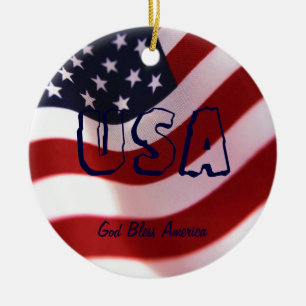 God bless America Ceramic Tree Decoration